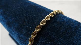 14K Solid Rope Bracelet Yellow Gold 8